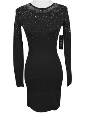 Vintage Y2K Bebe Dress Black Bodycon Cocktail Sparkle Mini Womens Small